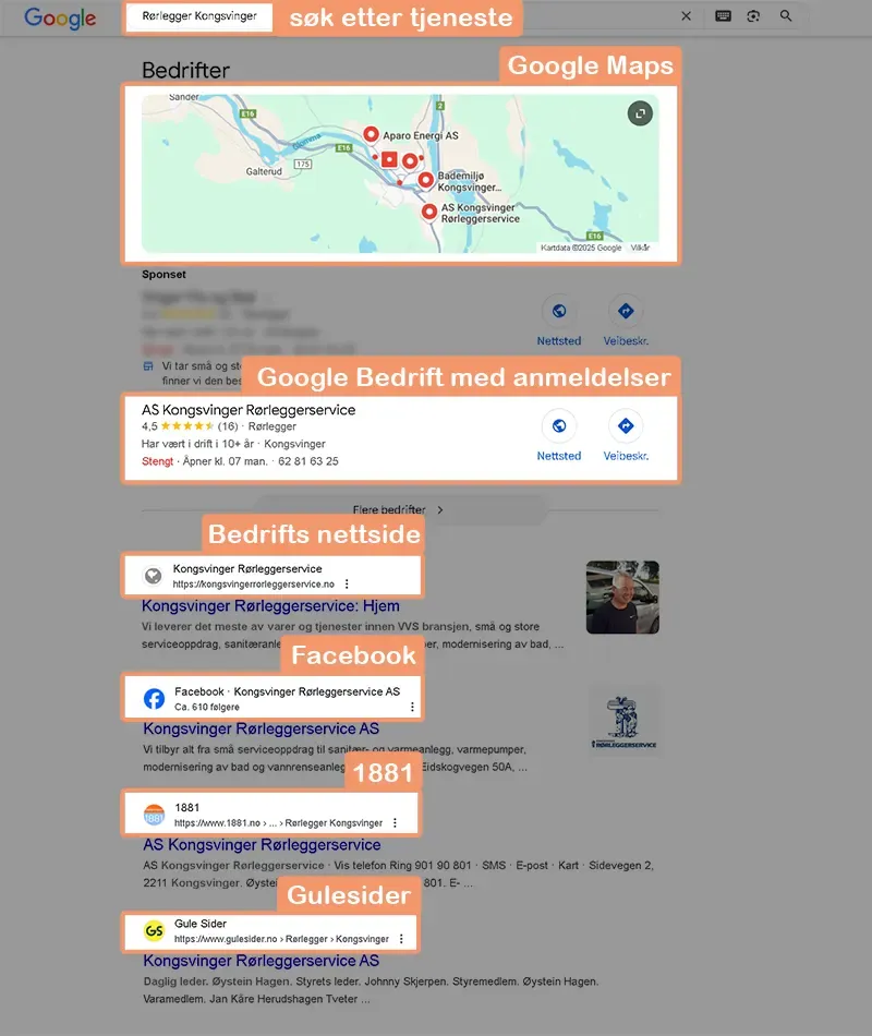 søkeresultat på google